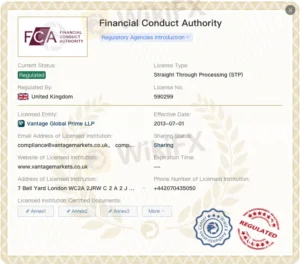Giấy phép hoạt động và chứng nhận quản lý của sàn Vantage